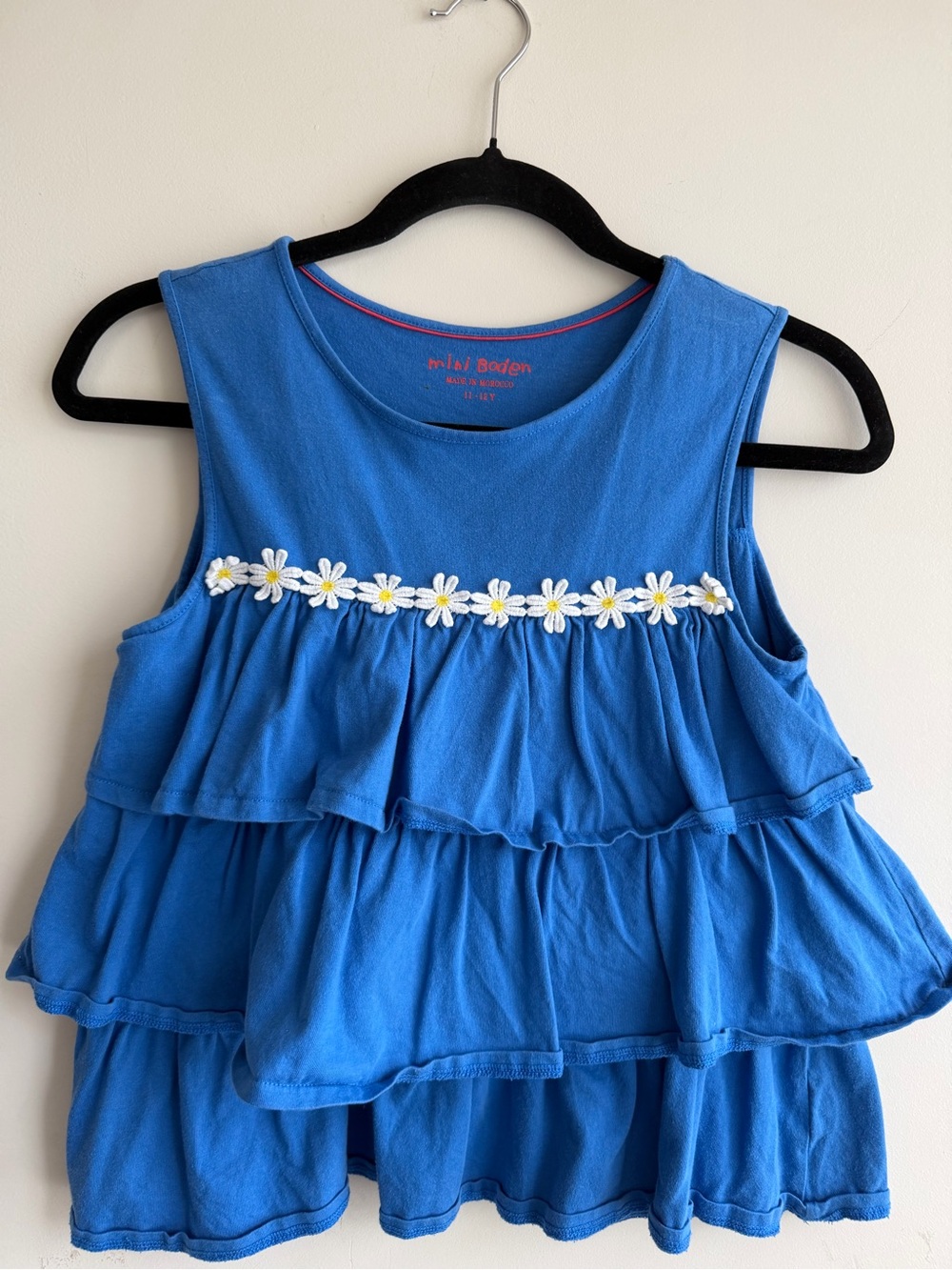Mini Boden Bright Blue Daisy Ruffle Tank Top